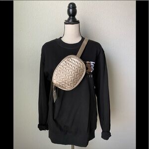 Bella B Chevron Quilted Belt Bag in Gold